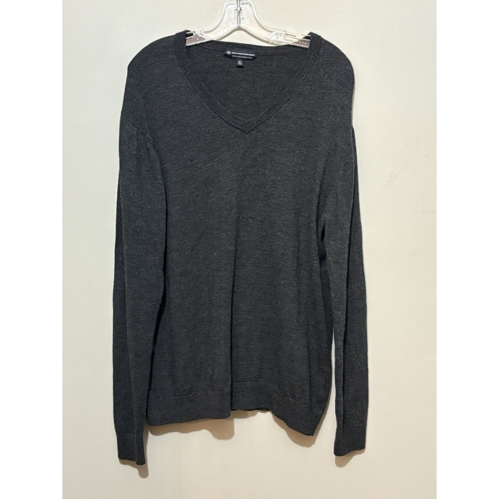 Hart Schaffner Marx Men's‎ Gray Extra Fine Merino Wool V-Neck Sweater Size XLT
